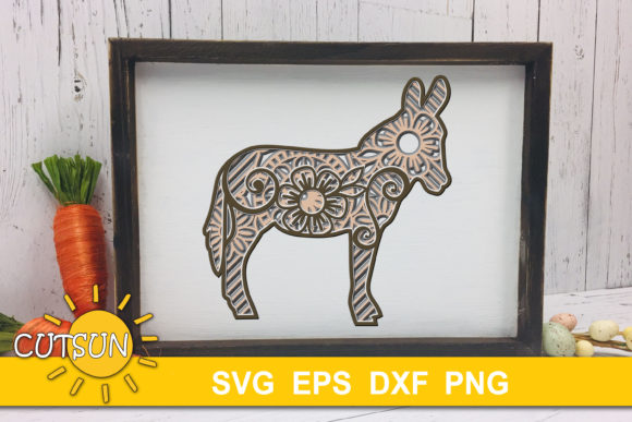 3D Layered Donkey Mandala SVG for Shadow Boxes