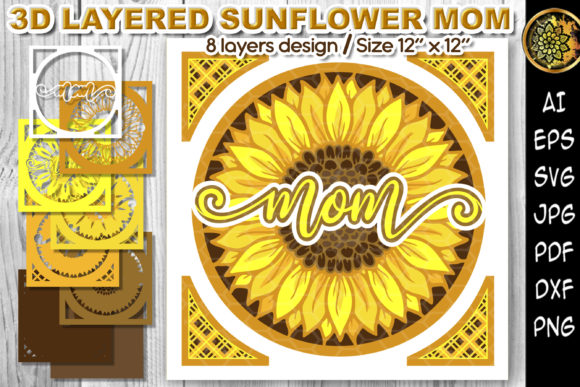 3D Layered Sunflower MOM Papercut Files
