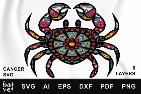 3D Zodiac Mandala Cancer SVG for Shapes & Crafts