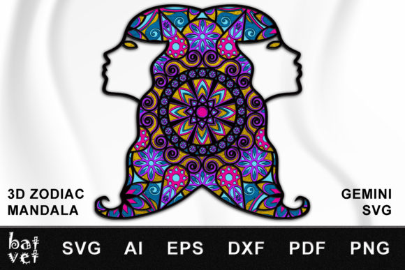 3D Zodiac Mandala Gemini SVG for Modern Shapes