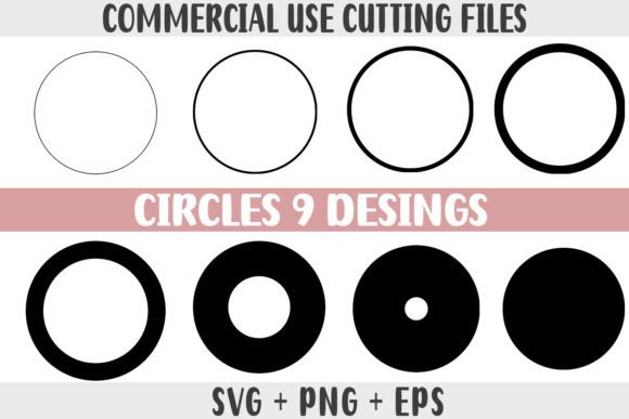 Circles Different Stroke Widths Bundle for Graphics and Crafts