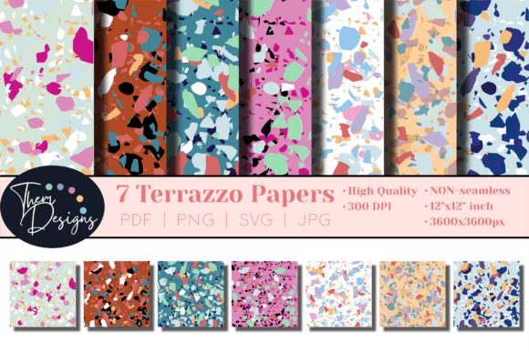 Colorful Terrazzo Digital Papers: Modern Graphics & Patterns for Local Brands