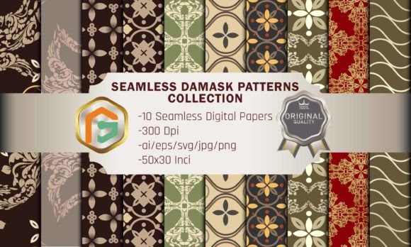 Damask Seamless Pattern: Premium Graphics for Editorial Websites