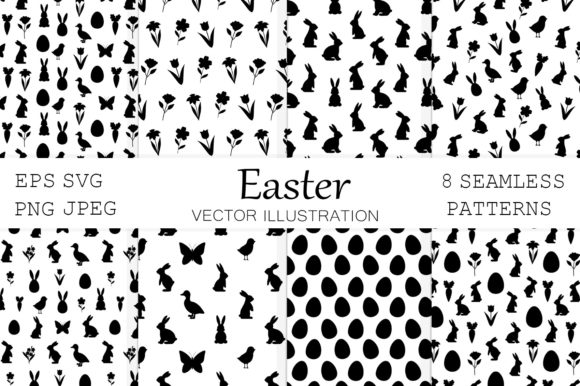 Easter Silhouette Pattern. Easter Bunny Graphics & Patterns Review