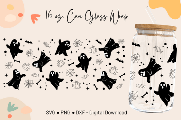 Funny Ghost 16oz Libbey Wrap SVG for Crafts and Graphics