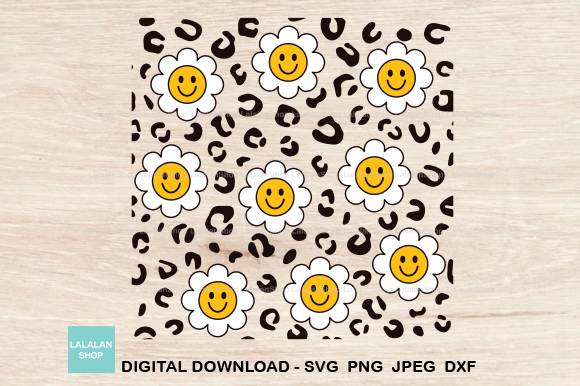Leopard Smiley Daisy Seamless Pattern Graphics and Patterns Review