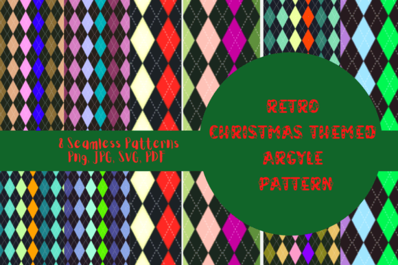 Retro Christmas Themed Argyle Pattern Graphics and Patterns
