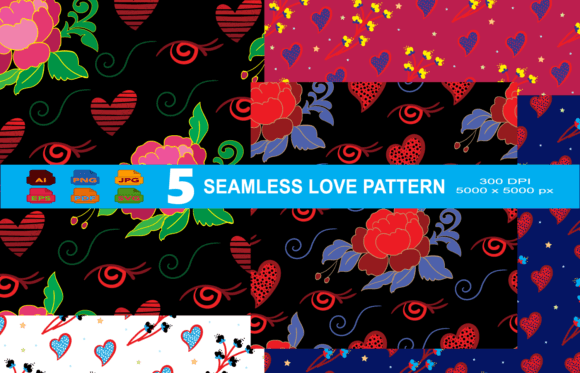 Seamless Love Pattern Digital Papers for Modern Graphics