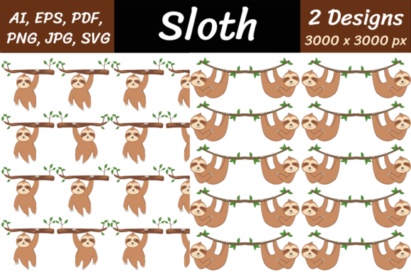 Sloth Graphics and Patterns for Modern Publishing