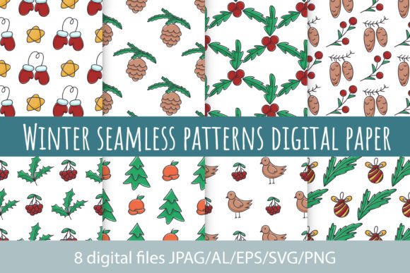 Winter Seamless Digital Paper: Graphics and Patterns for Real Crafters