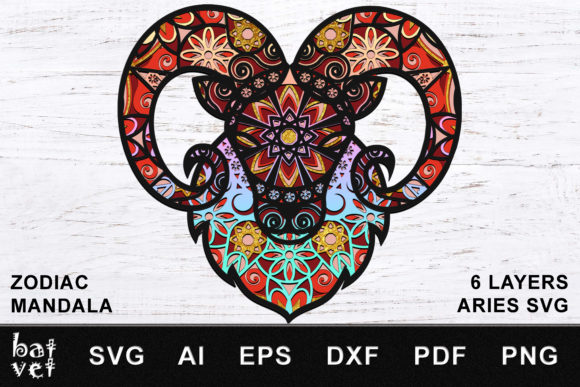 Zodiac Mandala Aries SVG for 3D SVG Shapes